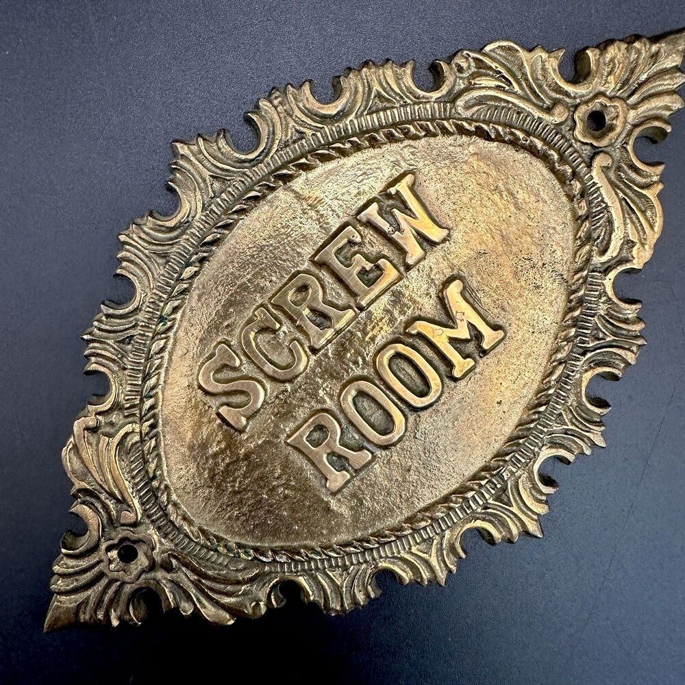 Vintage Brass SCREW ROOM Door Sign Plaque Nautical Marine Decor Taiwan 6.5”